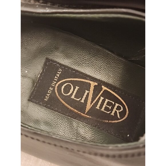 vintage OLIVIER ITALY s 13 Mens Leather hand made square toe Shoes black oxfords main image 8